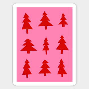 Christmas Tree Pattern in Red and Hot Pink Sticker